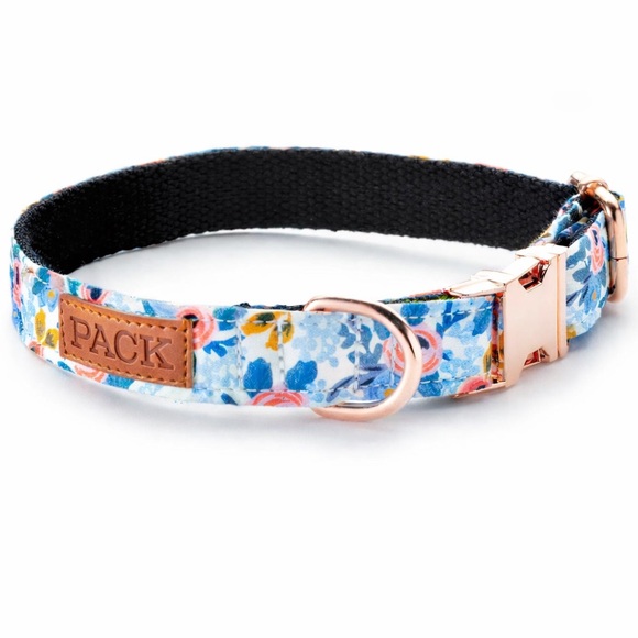 Pack Leashes Other - NWT Pack Leashes Blue Floral Rosé Pattern Dog Collar Size Medium